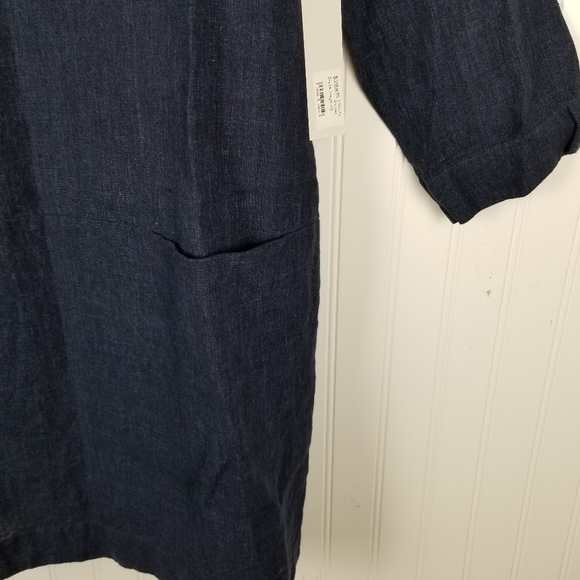 Studio 412 Womens Blue Linen Long Sleeve Dress Size XL Quiet Luxury Minimalist - Picture 4 of 12